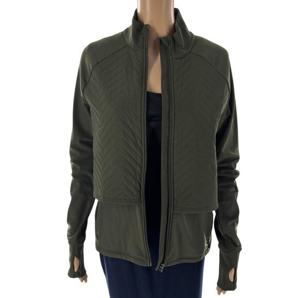 Sweaty Betty Mountain Green Fast Track Padded Zip Up Running Jacket - Picture 5 of 12
